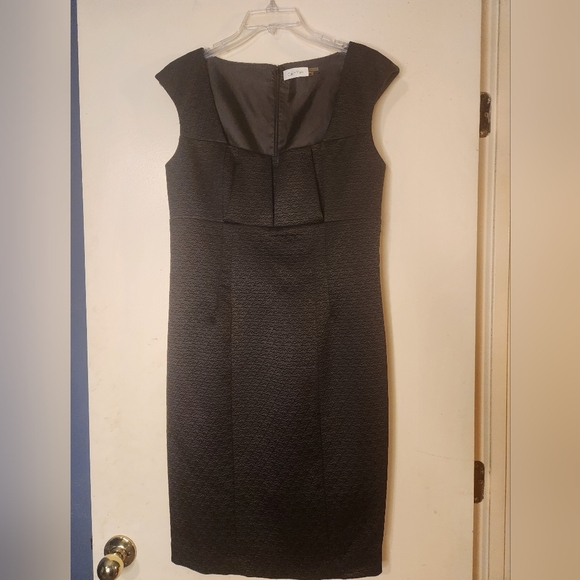 Calvin Klein Black Sheath Midi Dress Sleeveless - Picture 1 of 6